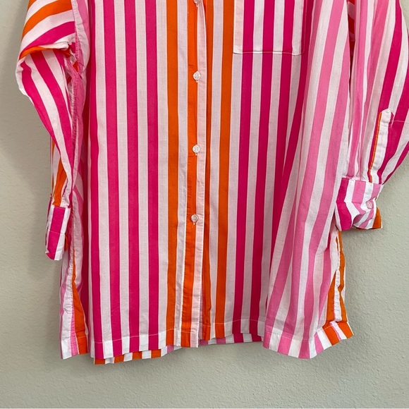 Beach Riot Alexa Striped Button Down Shirt in Sunset Size S/M Swim Coverup - Picture 6 of 11